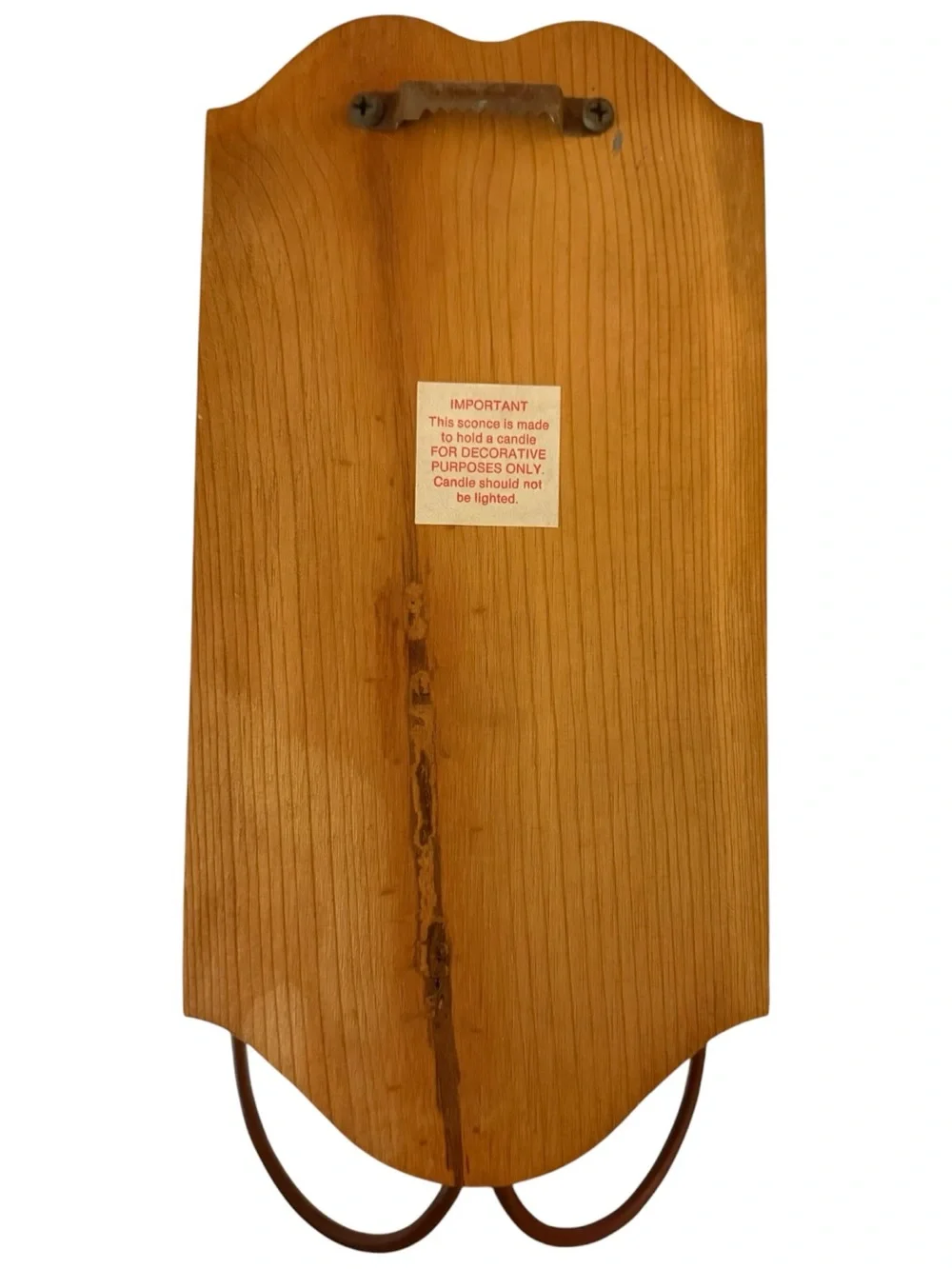 Heart-shaped Brown Wood & Metal Wall Hook Sconce by